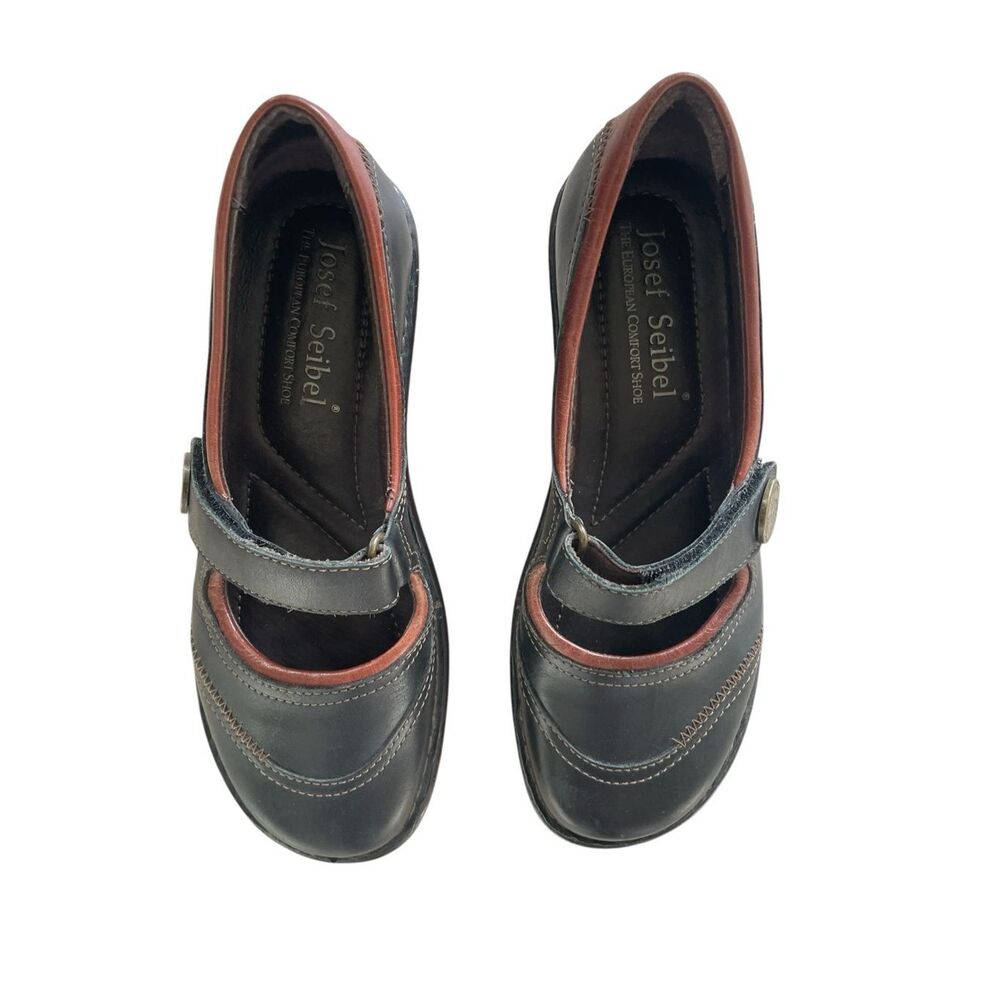 Josef Seibel Leather Black Brown Comfort Mary Jane Shoes Women’s Size 37, 6 6.5 - Picture 4 of 7